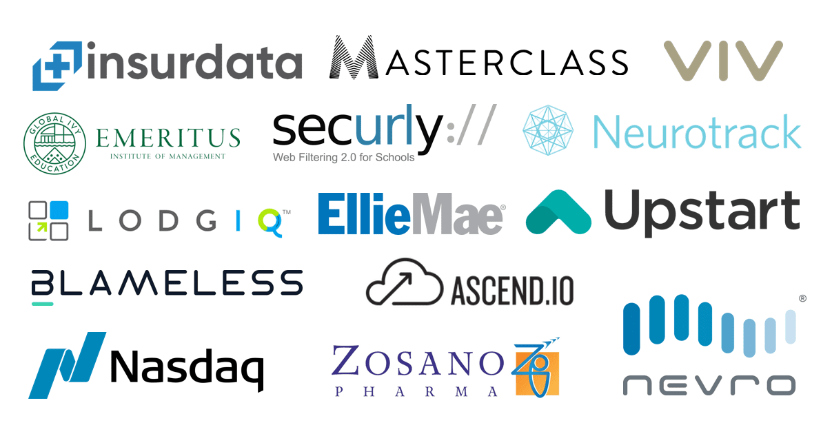 A group of Technical Recruiting Services logos with different names on them in the San Francisco Bay Area.