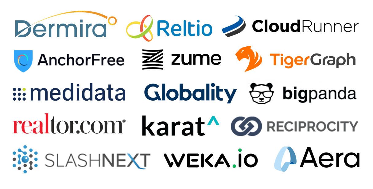A group of different logos from Technical Recruiting Services in the San Francisco Bay Area on a white background.