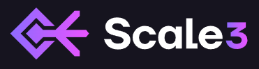 Scale 3 logo in purple color with a black background