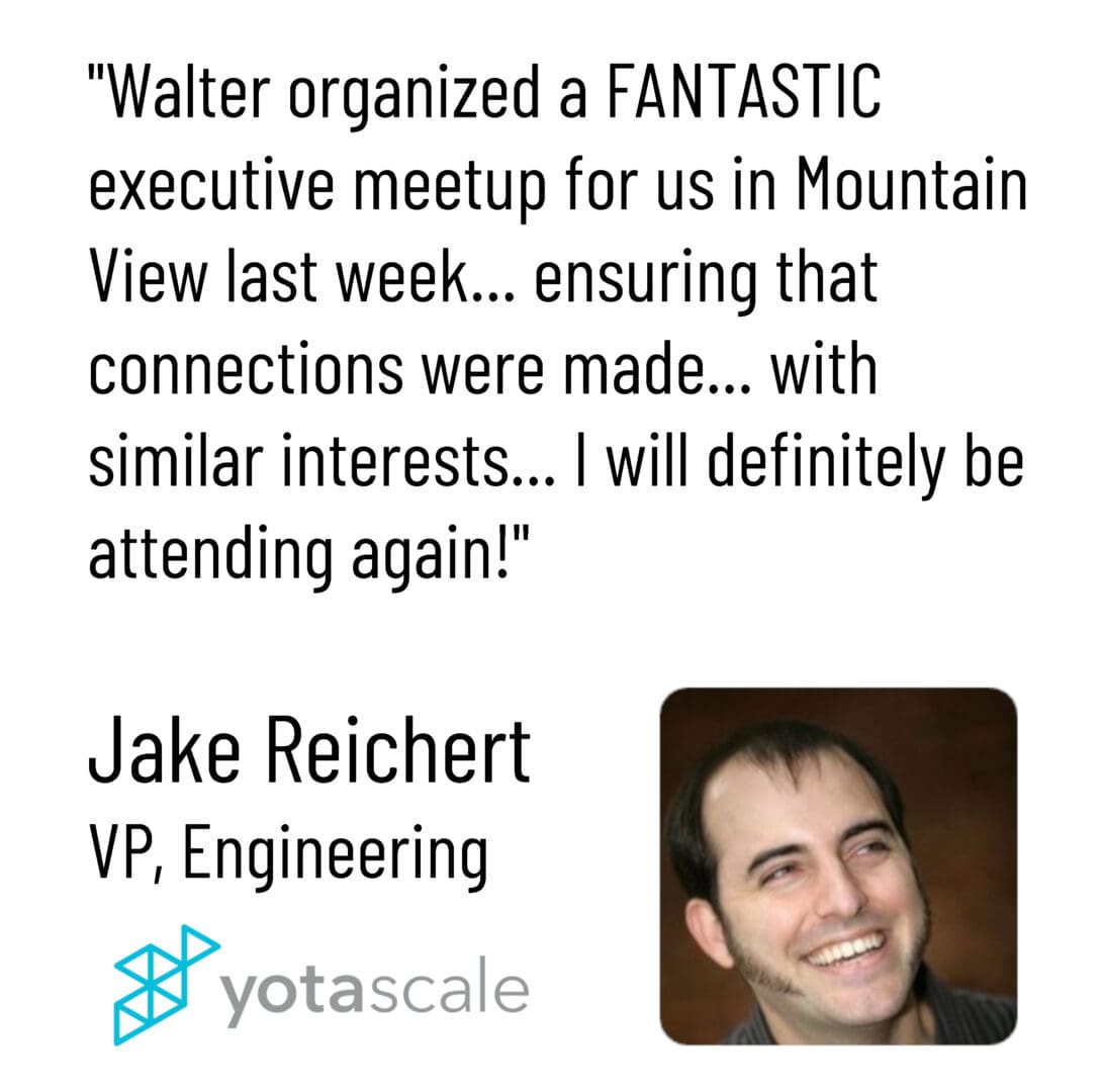 Meetup Quote Jake Reichert Crop v2 Jake reichert with the words, water organized a fantastic executive meeting for us in mountain executive last week.