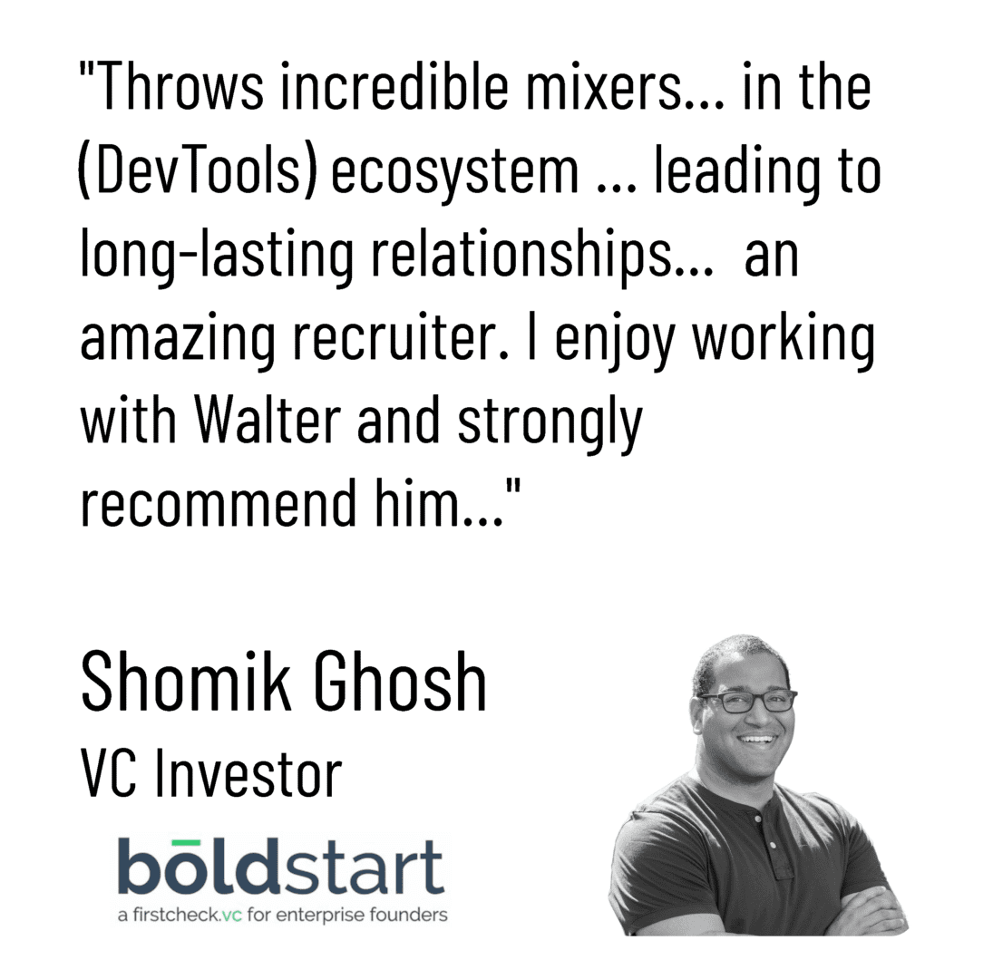 An image of a man with a quote that says he throws incredible mixers in the dev tools ecosystem.