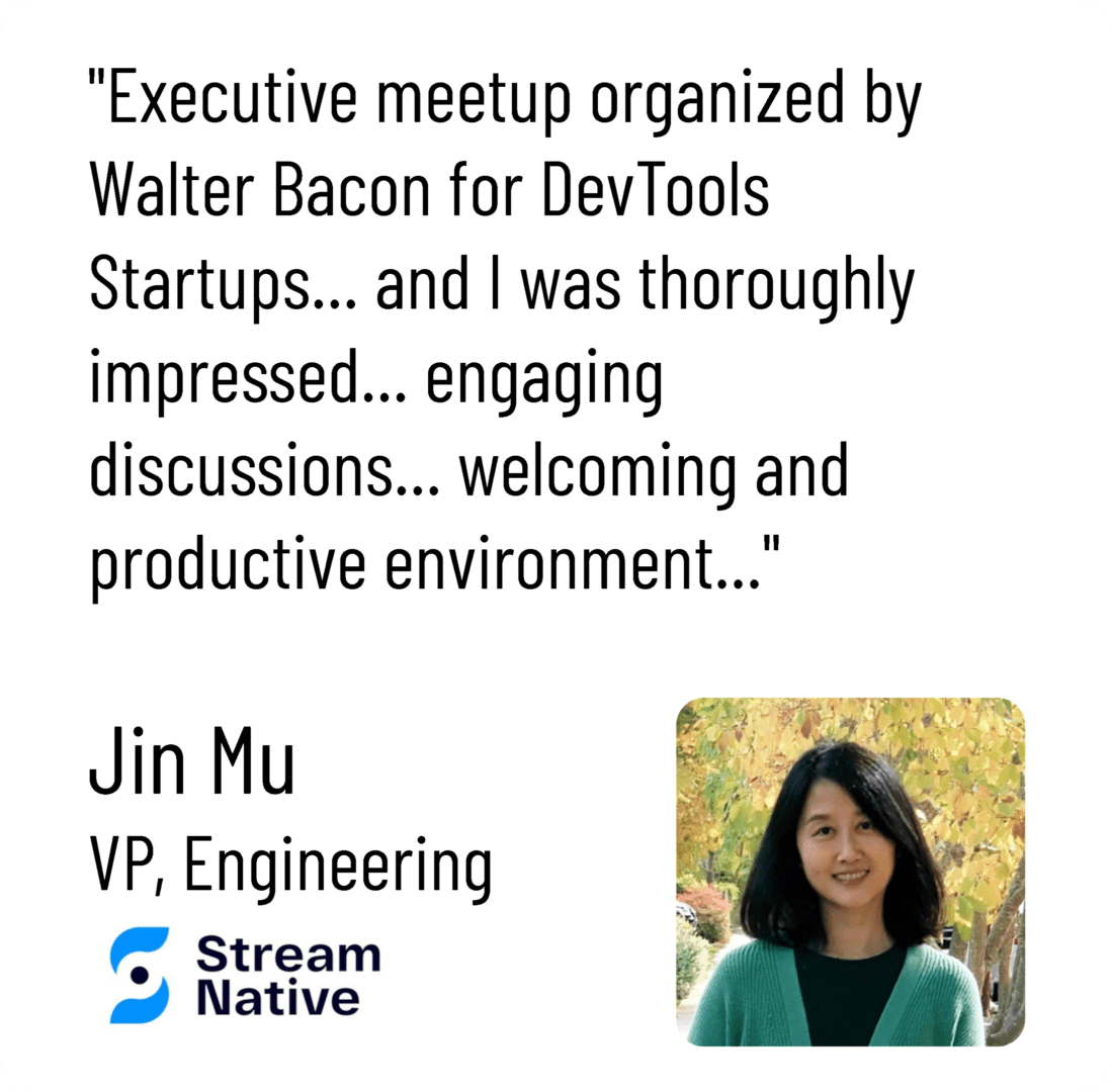 Executive meetup organized by Walter Bacon for tools for startups in the San Francisco Bay Area.