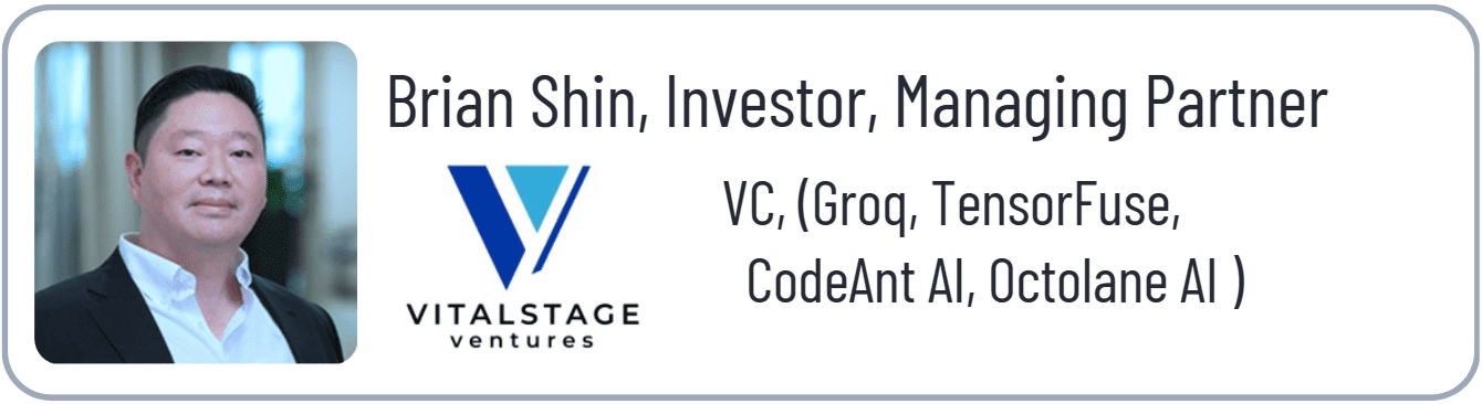 Man in suit beside Vitalstage Ventures logo.