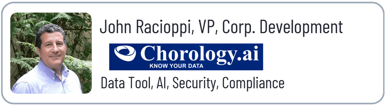 Man alongside Chorology.ai company logo.