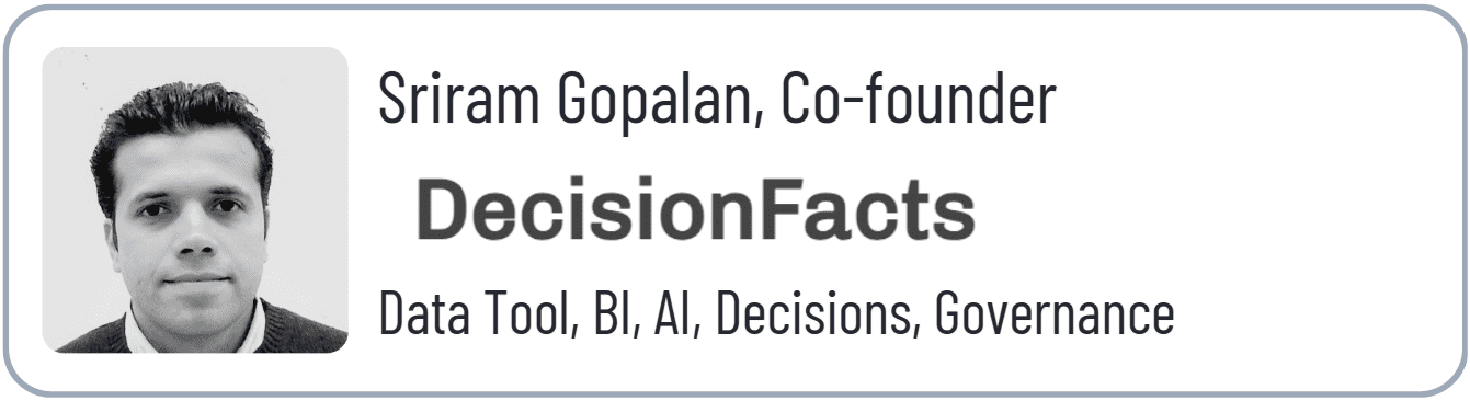 Man with DecisionFacts company information card.