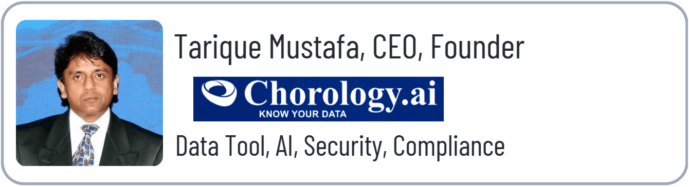 Chorology.ai CEO with company information displayed.