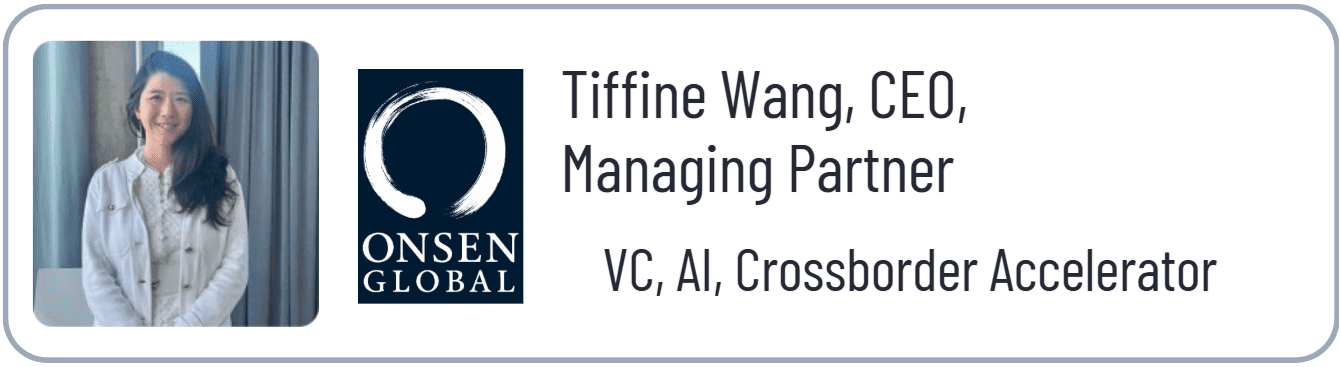 CEO Tiffine Wang, Onsen Global business card.