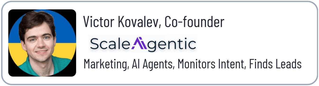 Profile card of ScaleAgentic co-founder.